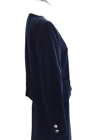 The Scotch House | Crewneck Velour Blazer Skirt Set Womens Size 4 Blue - Picture 7 of 14